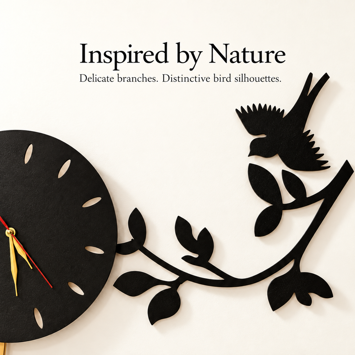 Calligrap Birds on Branches Pendulum Wall Clock