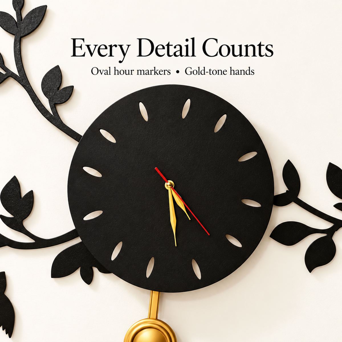 Calligrap Birds on Branches Pendulum Wall Clock
